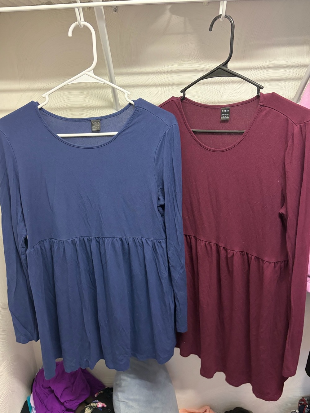 SHEIN Long Sleeve Maternity Tops- Blue and Wine
